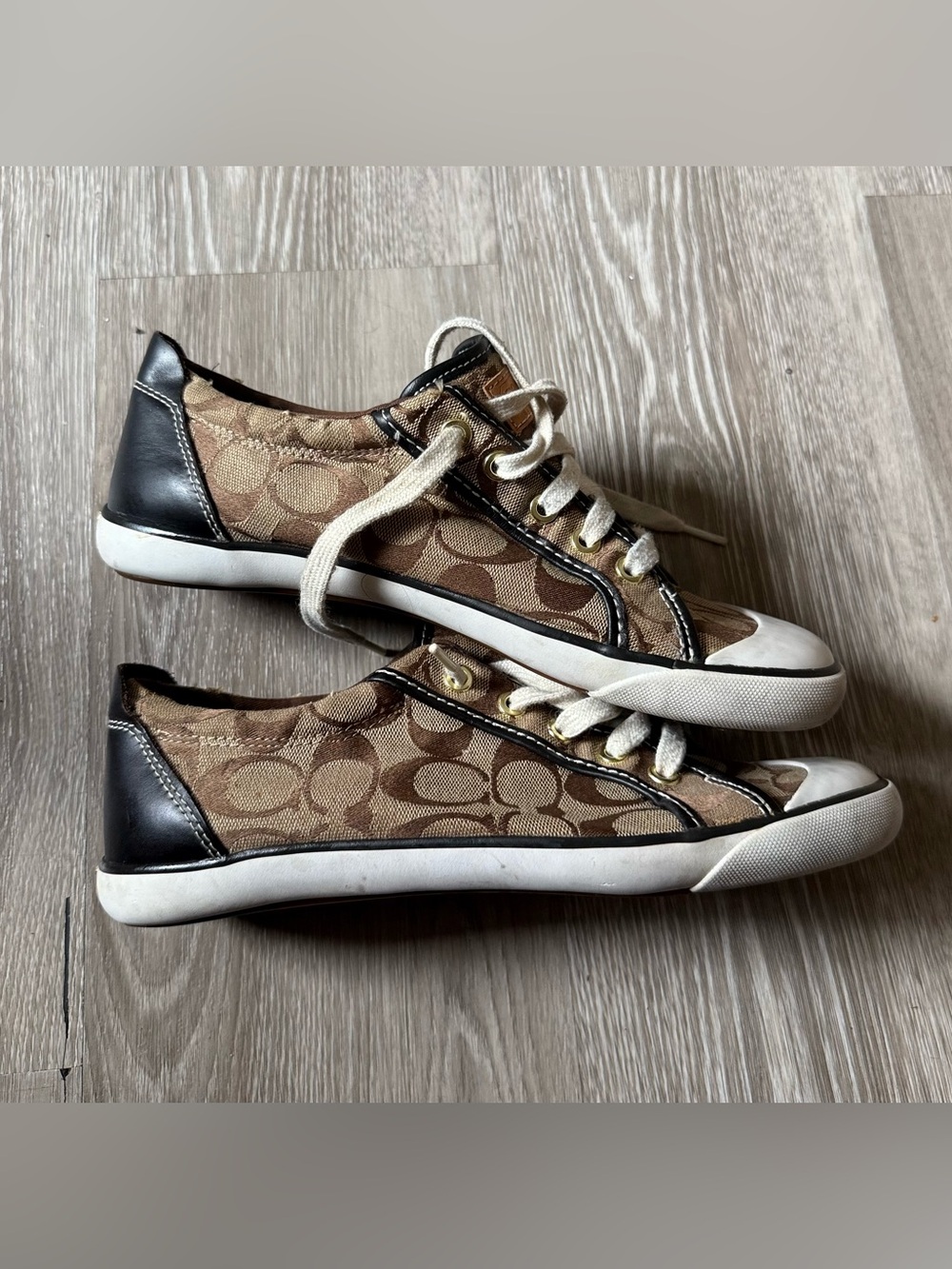 Y2K Coach Barrett Signature C Low Top Sneakers Brown Khaki Size 9.5